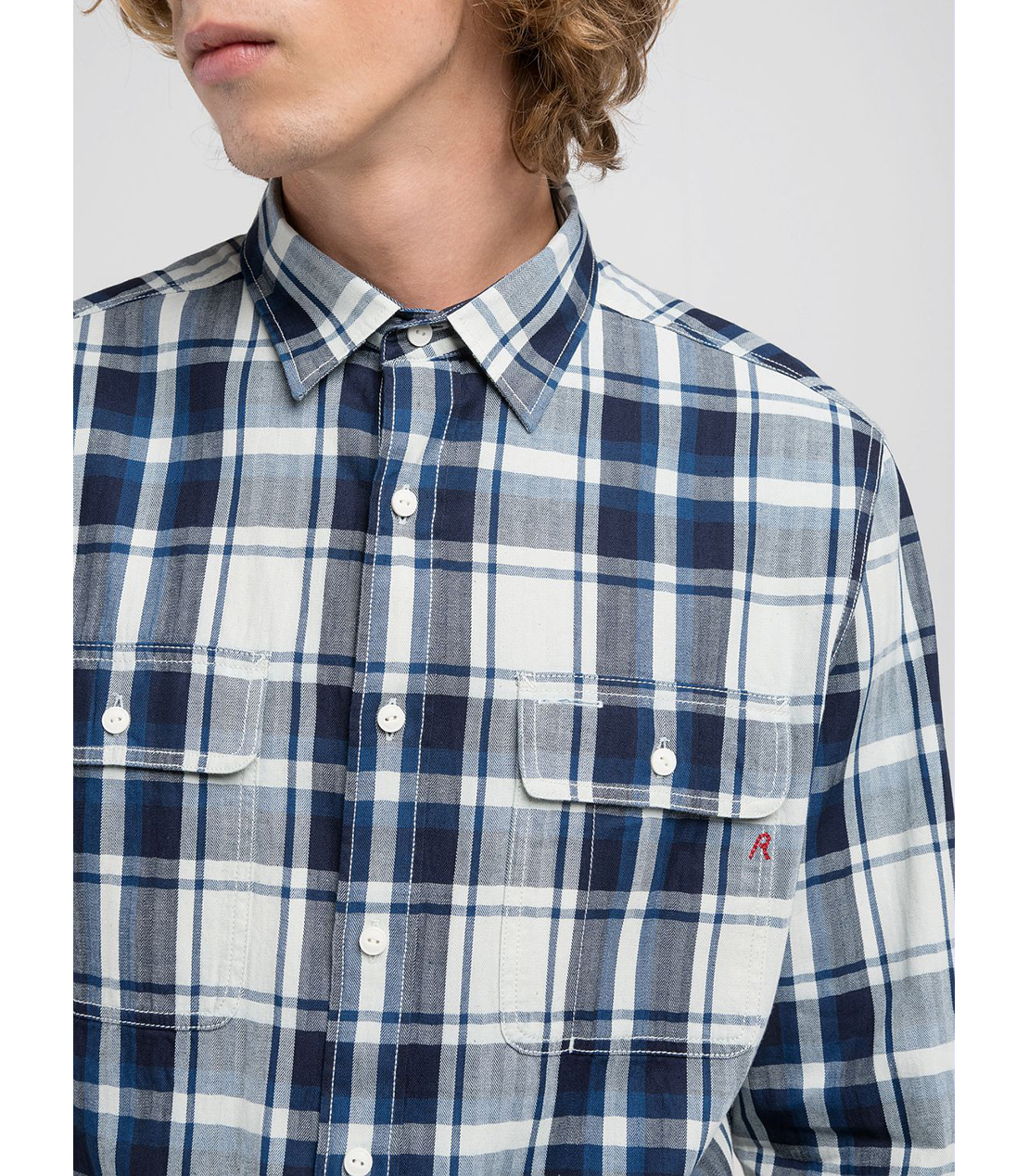 インディゴチェックシャツ 詳細画像 ネイビーアイボリー 6